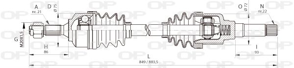 OPEN PARTS Piedziņas vārpsta DRS6366.00